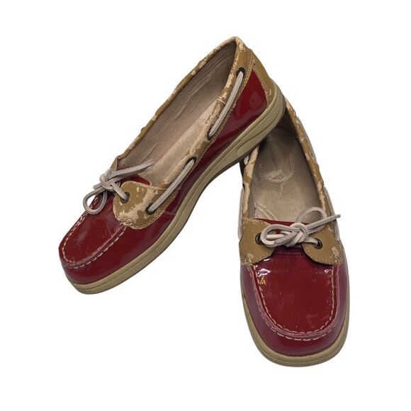 Croft & Barrow Womens 8 Classic Round Toe Red Tan Slip On Eyelet Boat Shoes - Picture 1 of 7